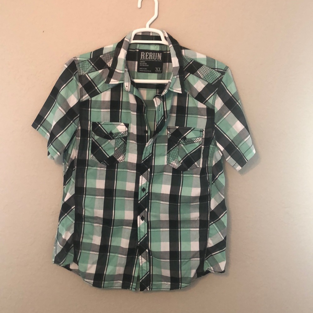 Men’s RERUN plaid button-up shirt. XL. Like New.